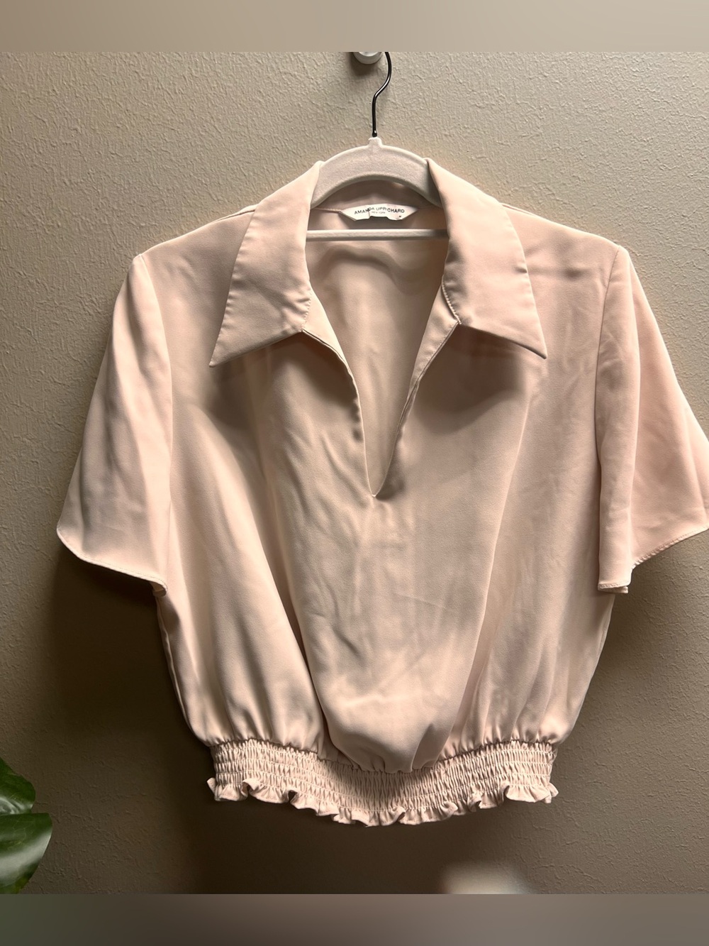 Amanda Uprichard Light Pink Collared Blouse   Size M